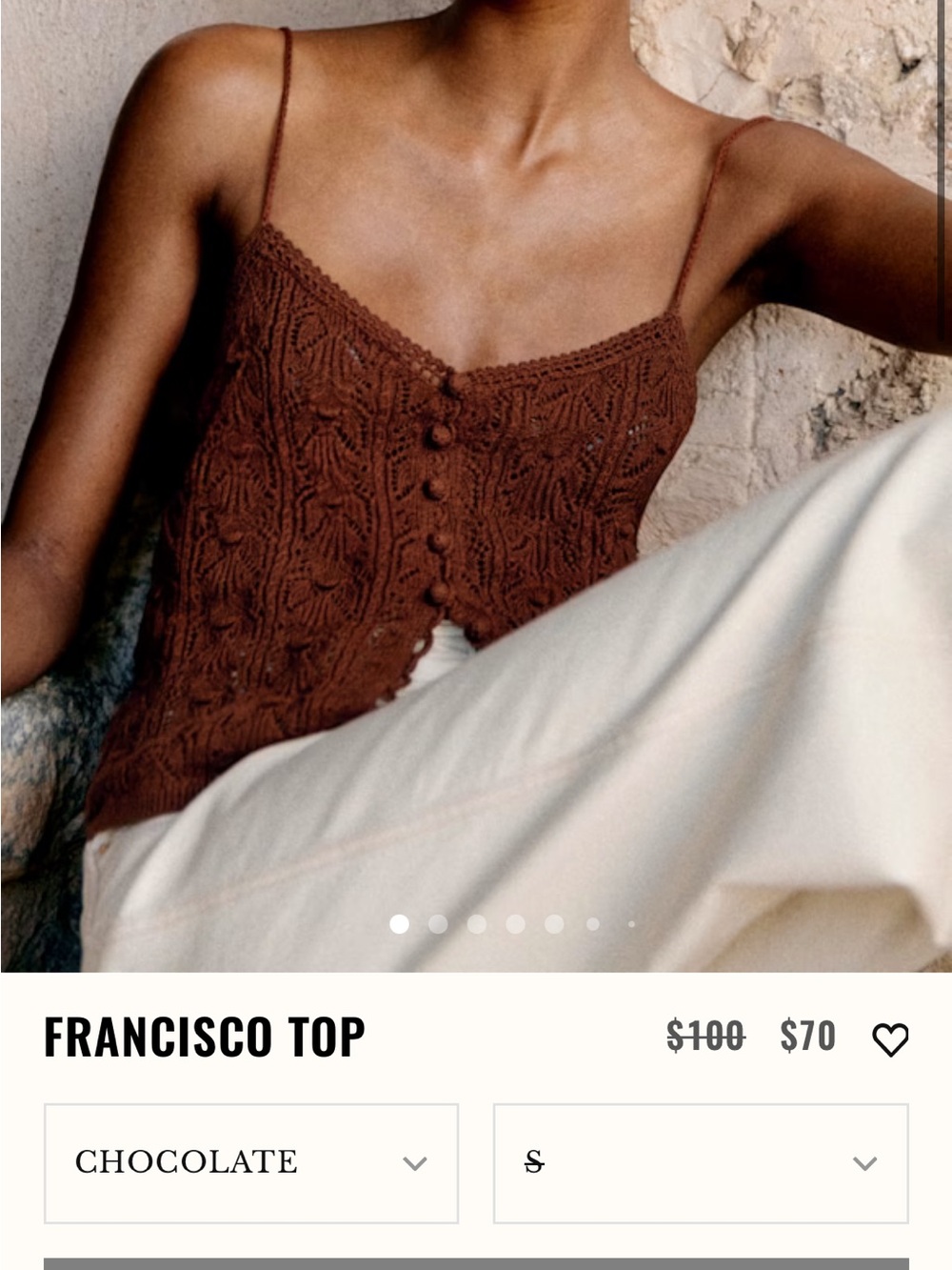 sezane francisco top in brown size small new with tags
